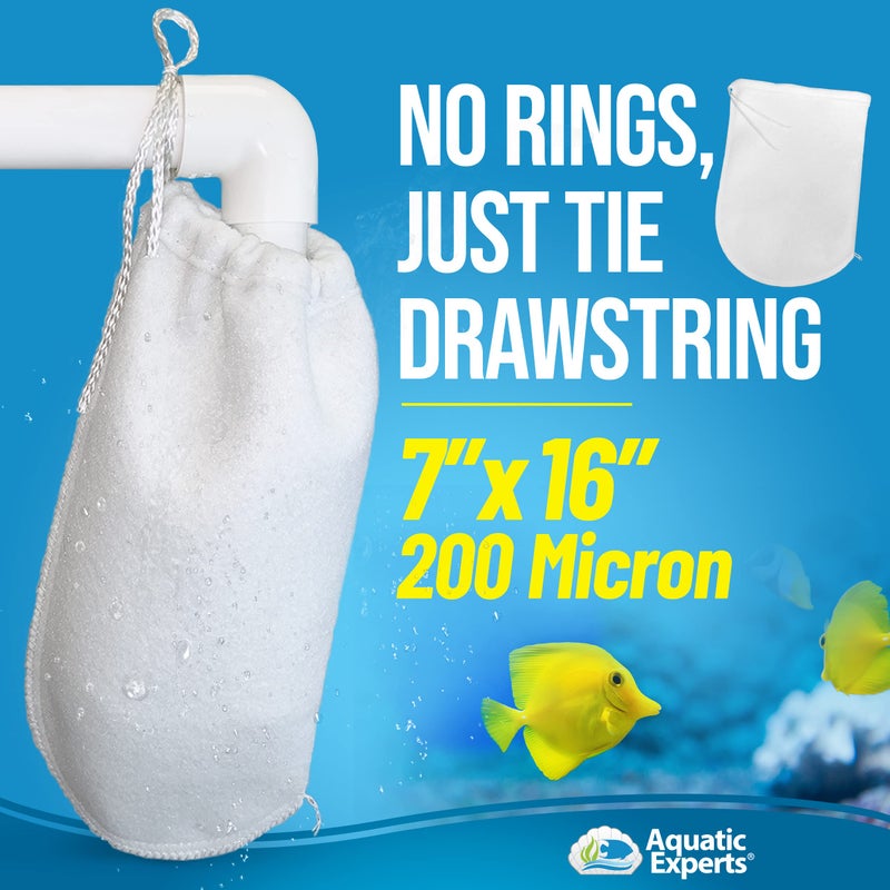 Aquatic Experts 200 Micron Drawstring Filter Sock - Filter Socks for Saltwater Aquarium, Sump Filter Sock, Freshwater Aquarium Filter Sock - Custom Made in The USA (7 inch by 16 inch, 2 Pack) - Image 2